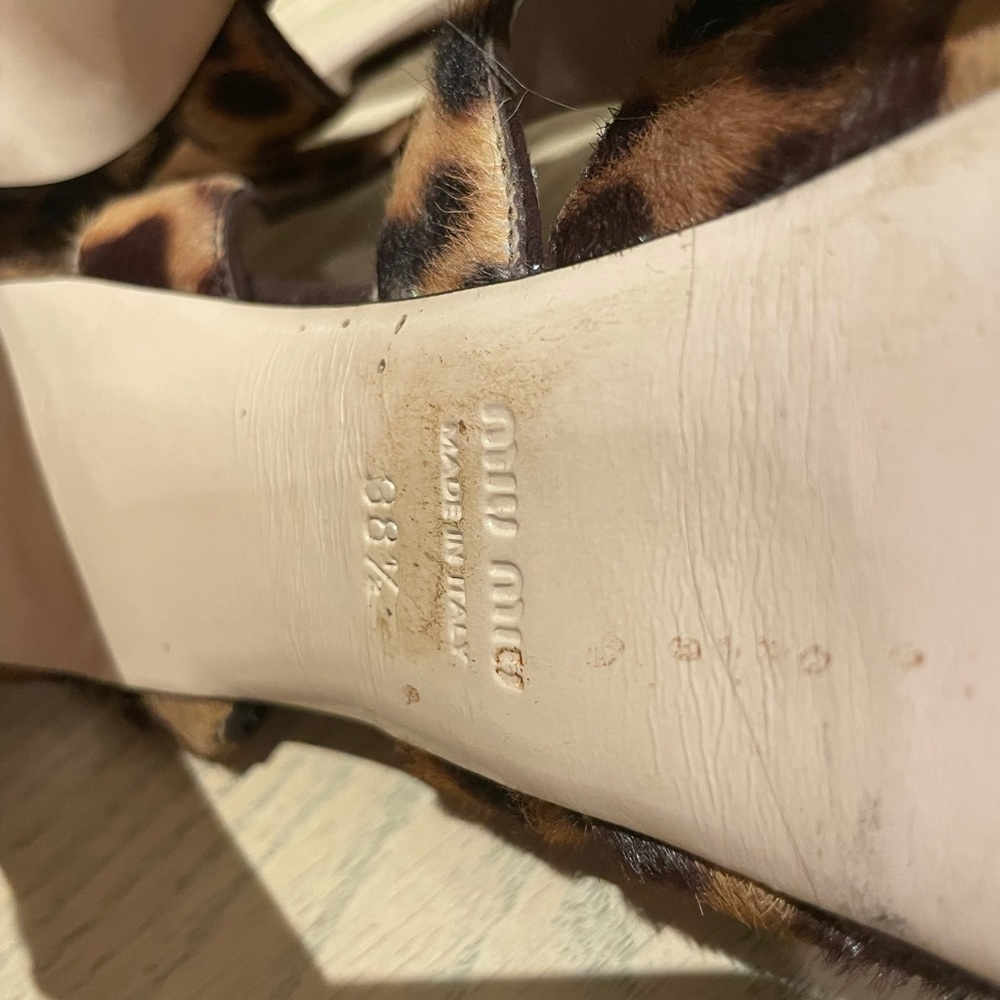 Miu Miu Leopard Pony Hair Sandals 38.5 - Picture 4 of 6